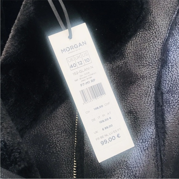 Morgan De Toi Womens Black Faux Leather Wrap Jacket Size S M $110 - Picture 4 of 5